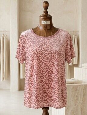 Kori America Pink Textured Animal Print Top – Size Medium